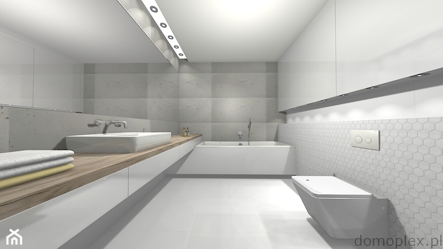 szara łazienka styl minimalistyczny - zdjęcie od domoplex.pl