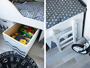 pokój małego chłopca - Średni biały pokój dziecka dla dziecka dla chłopca dla dziewczynki, styl skandynawski - zdjęcie od Pracownia Projektowa Shekoku