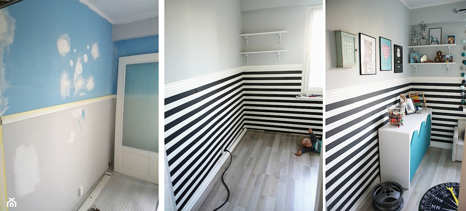 pokój małego chłopca - Biały czarny szary pokój dziecka dla dziecka - zdjęcie od Pracownia Projektowa Shekoku - Homebook
