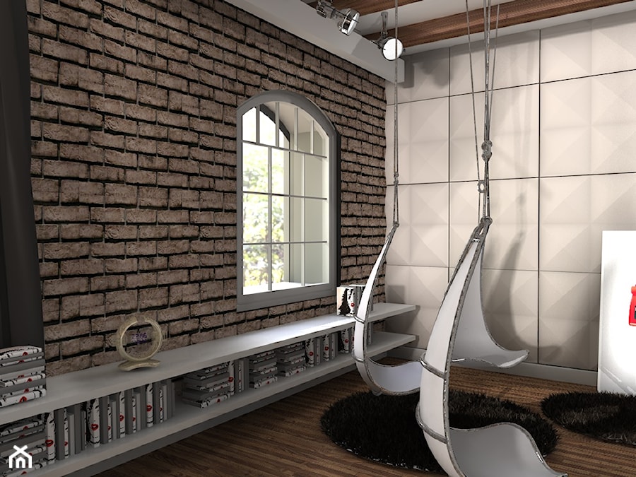 "Wielkomiejski loft" - Salon, styl industrialny - zdjęcie od K-STUDIO Architekt Wnętrz Katarzyna Miłkowska