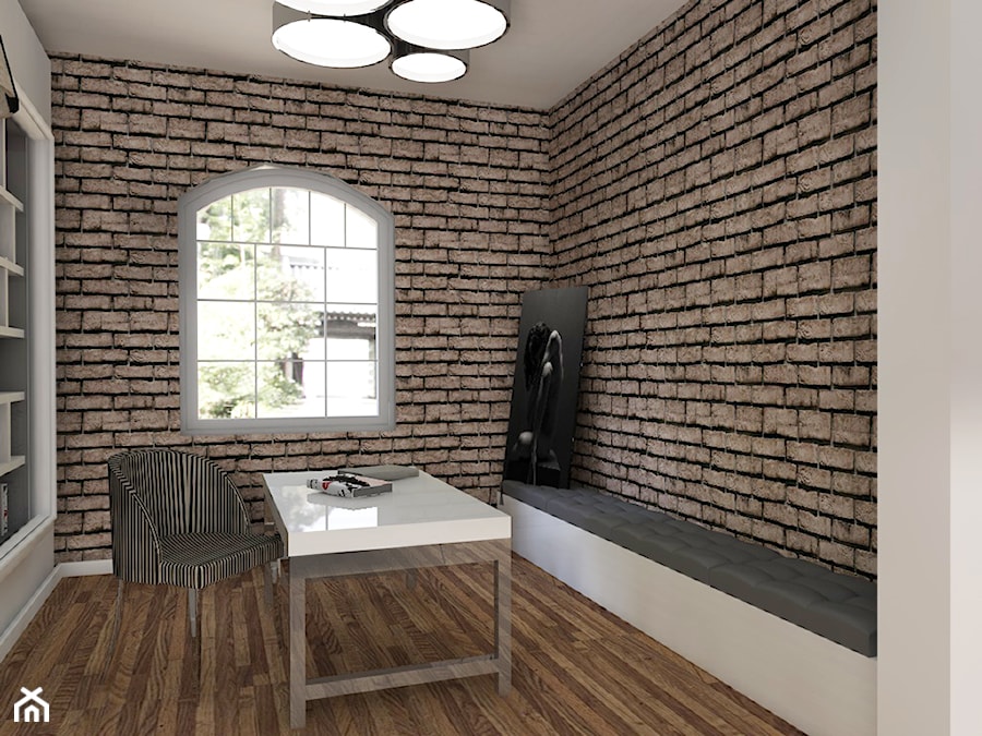 "Wielkomiejski loft" - Średnie w osobnym pomieszczeniu biuro, styl industrialny - zdjęcie od K-STUDIO Architekt Wnętrz Katarzyna Miłkowska