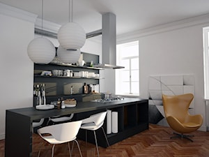 apartment_b&w - Kuchnia, styl nowoczesny - zdjęcie od PLLU Design - Łukasz Pluta
