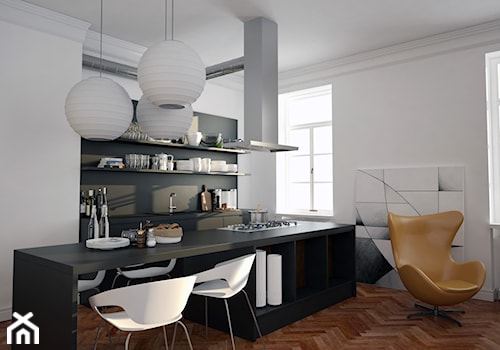 apartment_b&w - Kuchnia, styl nowoczesny - zdjęcie od PLLU Design - Łukasz Pluta