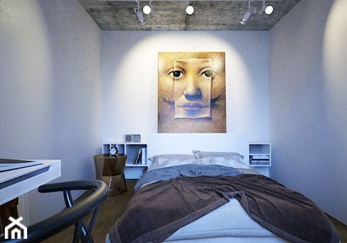 apartment_w&wo - Mała z biurkiem sypialnia, styl minimalistyczny - zdjęcie od PLLU Design - Łukasz Pluta