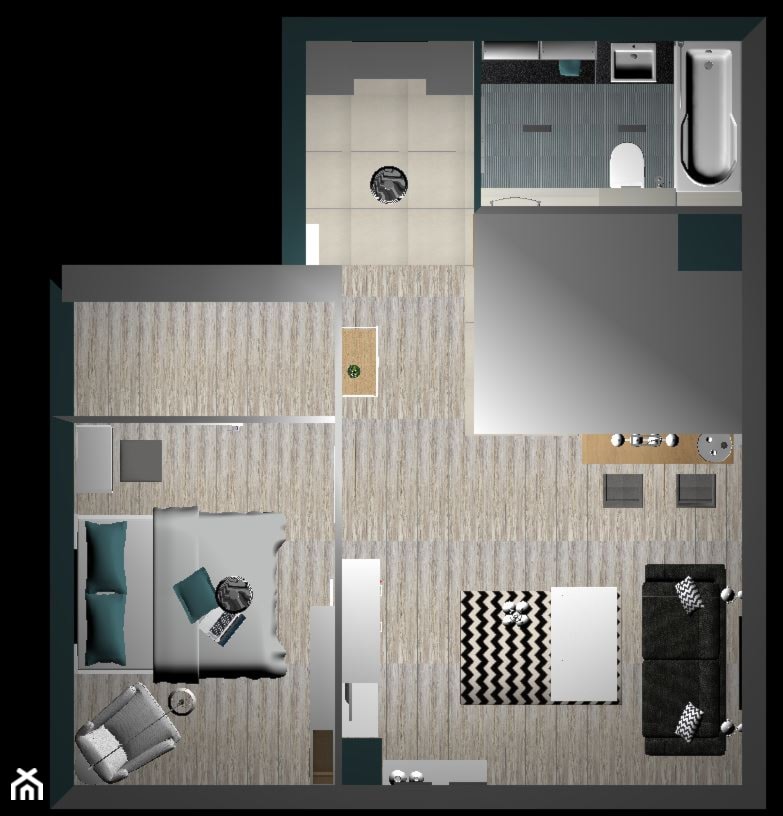 mieszkanie Singielki - 46,1m2 - zdjęcie od Studio Lubię Projektować Ewa Mikulska - Homebook