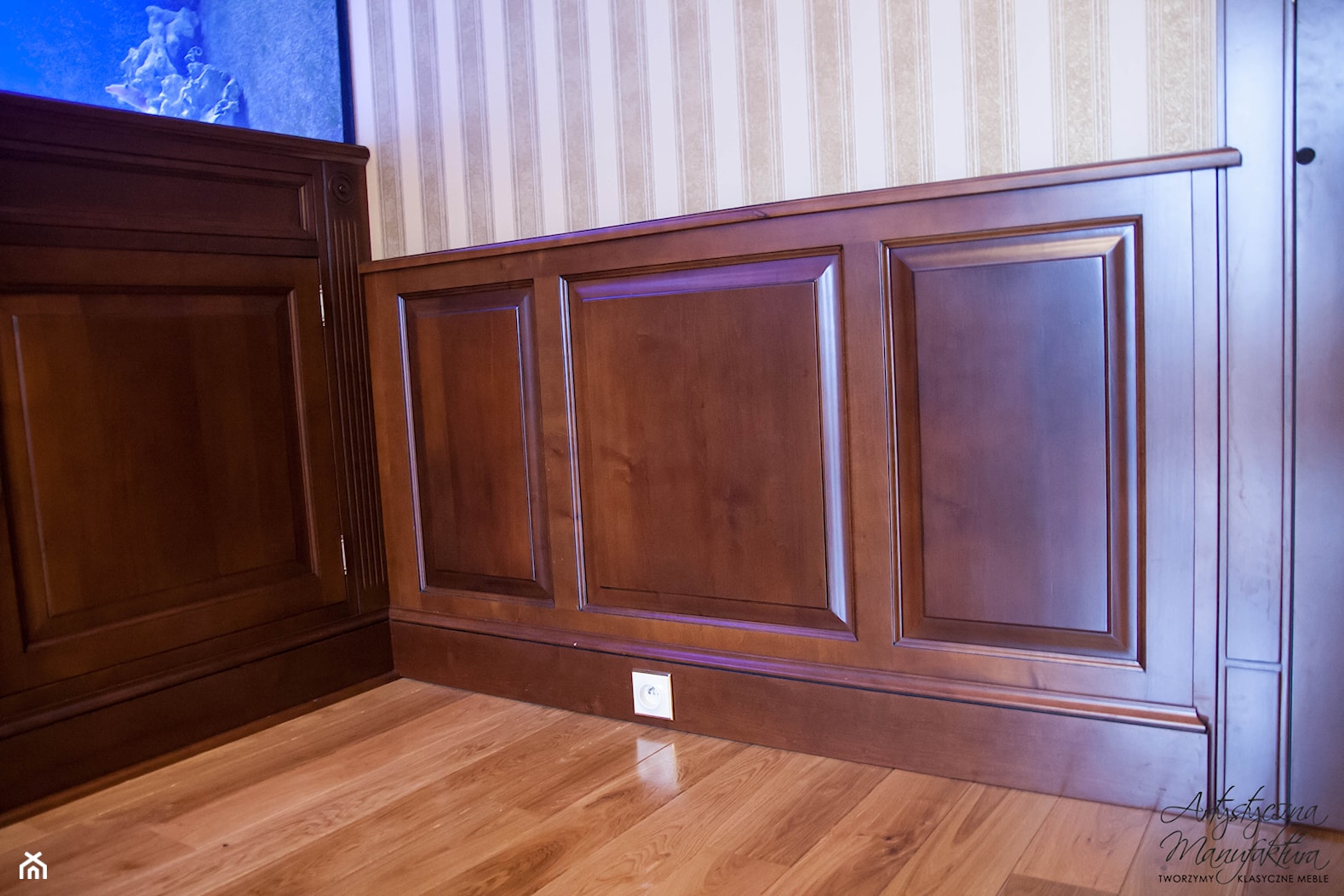 drewniane panelowanie naścienne - zdjęcie od Artystyczna Manufaktura - klasyczne meble na wymiar - Homebook