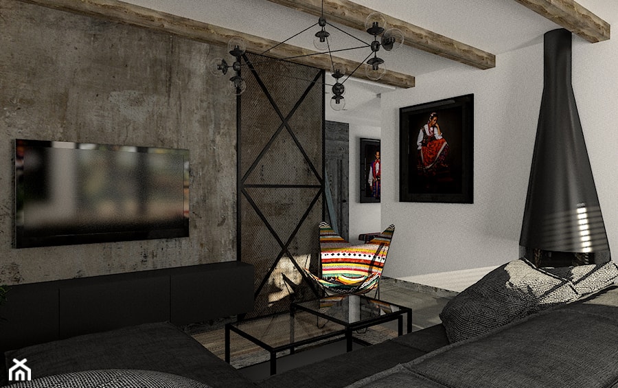 loftowy salon z elementami industrialnymi i vintage - zdjęcie od Deco-Studio Aneta Paruzel