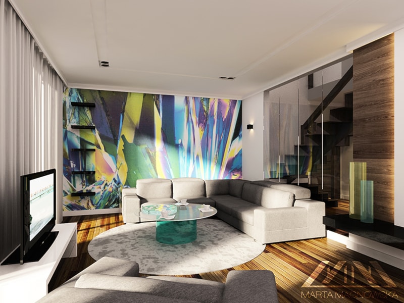 Mieszkanie dwupoziomowe - Salon, styl nowoczesny - zdjęcie od Marta Magnowska - Projektowanie Wnętrz i Wizualizacje