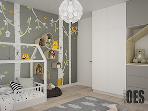 Szaro żółty pokój dla dziecka - Średni szary pokój dziecka dla dziecka dla chłopca dla dziewczynki, styl skandynawski - zdjęcie od OES architekci