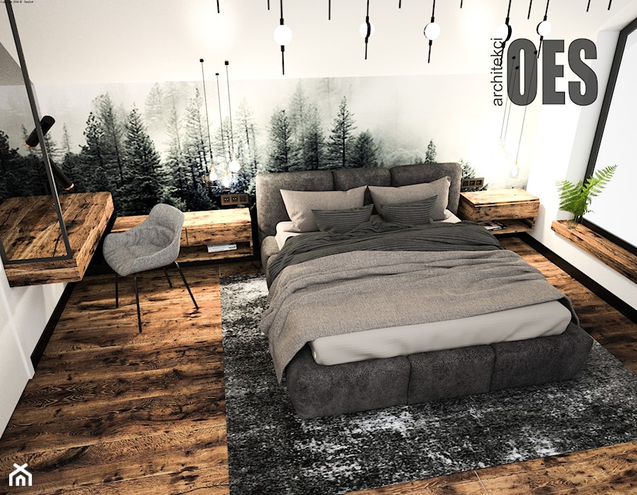 Sypialnia w lesie - Sypialnia, styl minimalistyczny - zdjęcie od OES architekci