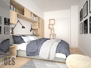 Sypialnia z miejscem na książki - Średnia biała sypialnia, styl skandynawski - zdjęcie od OES architekci