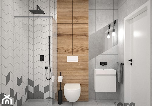 Szara łazienka - Średnia bez okna łazienka, styl skandynawski - zdjęcie od OES architekci