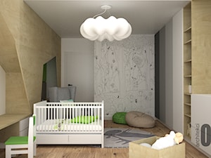 Zieleń w pokoju dziecka - Duży szary pokój dziecka dla niemowlaka dla chłopca dla dziewczynki, styl nowoczesny - zdjęcie od OES architekci