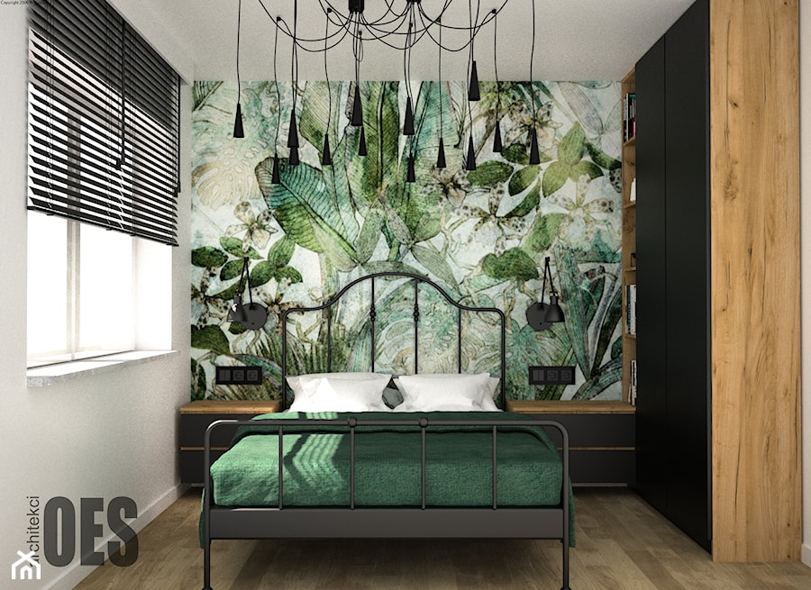 Zielona sypialnia - Sypialnia, styl nowoczesny - zdjęcie od OES architekci