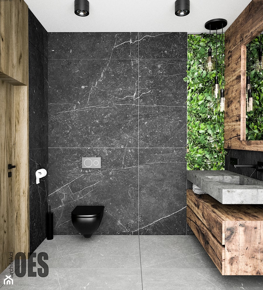 Czarna łazienka - Łazienka, styl minimalistyczny - zdjęcie od OES architekci
