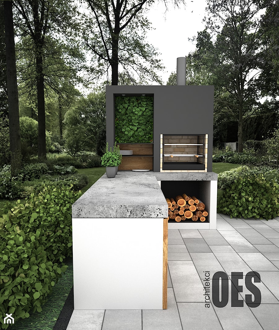 Murowany grill - Ogród, styl nowoczesny - zdjęcie od OES architekci