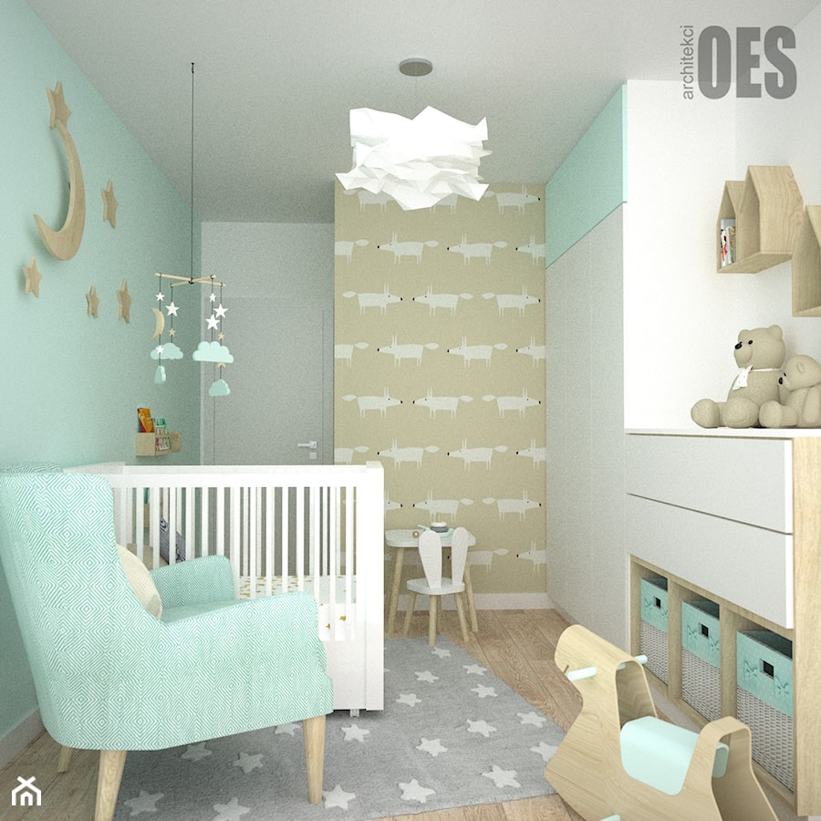 Pokój dla dziecka z kolorem miętowym - Pokój dziecka, styl nowoczesny - zdjęcie od OES architekci