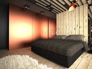 Miedź i drewno w sypialni - Sypialnia, styl nowoczesny - zdjęcie od OES architekci