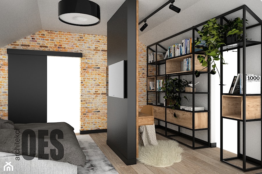 Sypialnia loft - Sypialnia, styl industrialny - zdjęcie od OES architekci