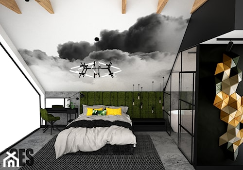 Sypialnia ze skosem - Sypialnia, styl nowoczesny - zdjęcie od OES architekci