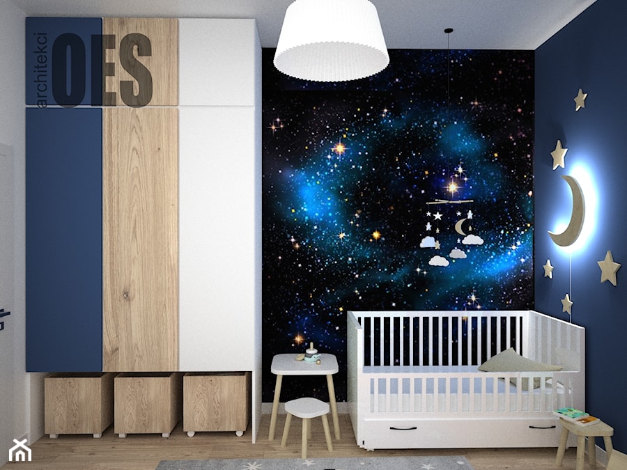 Pokój dziecka - tapeta gwiazdy - Pokój dziecka, styl nowoczesny - zdjęcie od OES architekci