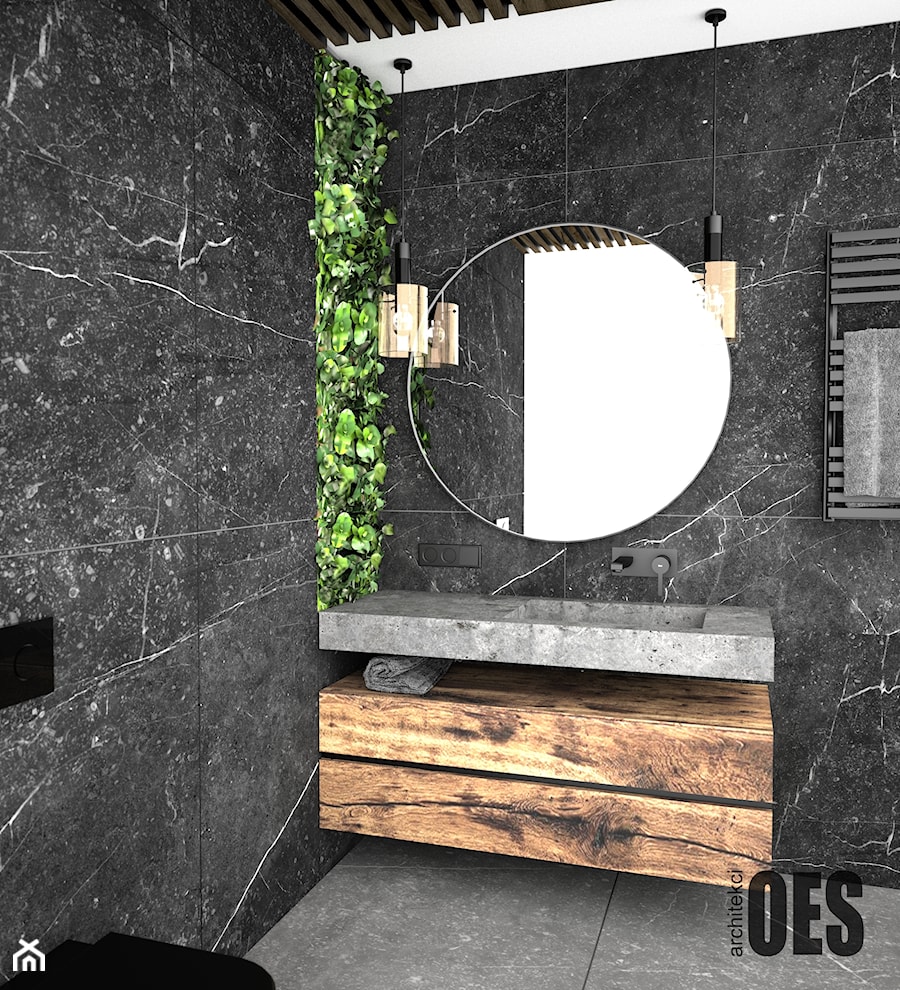 Czarna łazienka - Łazienka, styl nowoczesny - zdjęcie od OES architekci
