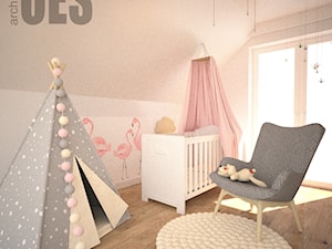 Pudrowy róż w pokoju dziewczynki - Średni różowy pokój dziecka dla dziewczynki dla niemowlaka, styl ... - zdjęcie od OES architekci