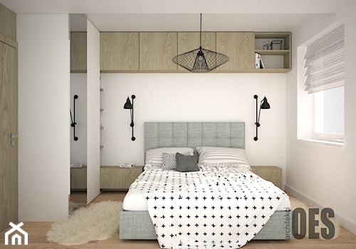Skandynawska sypialnia - Średnia biała sypialnia, styl skandynawski - zdjęcie od OES architekci