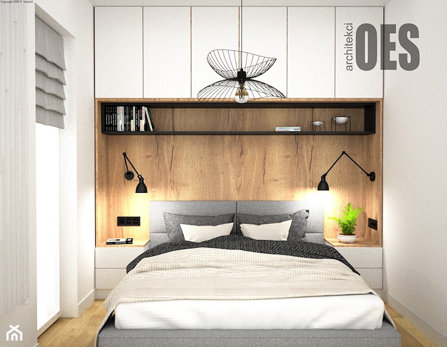 Niewielka sypialnia - Sypialnia, styl nowoczesny - zdjęcie od OES architekci