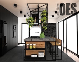 Czarna kuchnia z wyspą loft - Kuchnia, styl industrialny - zdjęcie od OES architekci - Homebook