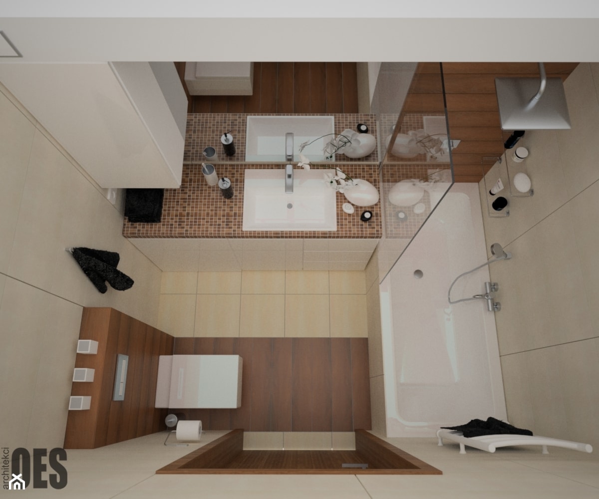 Drewniana zabudowa w łazience - Łazienka, styl nowoczesny - zdjęcie od OES architekci - Homebook
