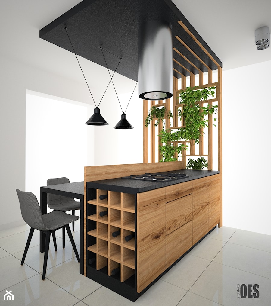 Czarna wyspa w kuchni - Kuchnia, styl nowoczesny - zdjęcie od OES architekci