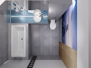 Projekt łazienki z nuta błekitu - Mała bez okna z lustrem łazienka, styl minimalistyczny - zdjęcie od All Design Agnieszka Lorenc