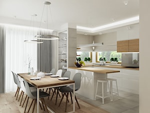 Projekt - Dom pod Krakowem w kolorze natury - Duża biała jadalnia w kuchni, styl nowoczesny - zdjęcie od All Design Agnieszka Lorenc