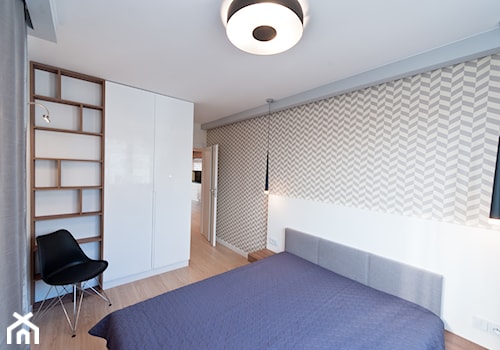 Realizacja - mieszkanie na wynajem w Krakowie z ciemną cegłą - Średnia biała sypialnia, styl nowoczesny - zdjęcie od All Design Agnieszka Lorenc