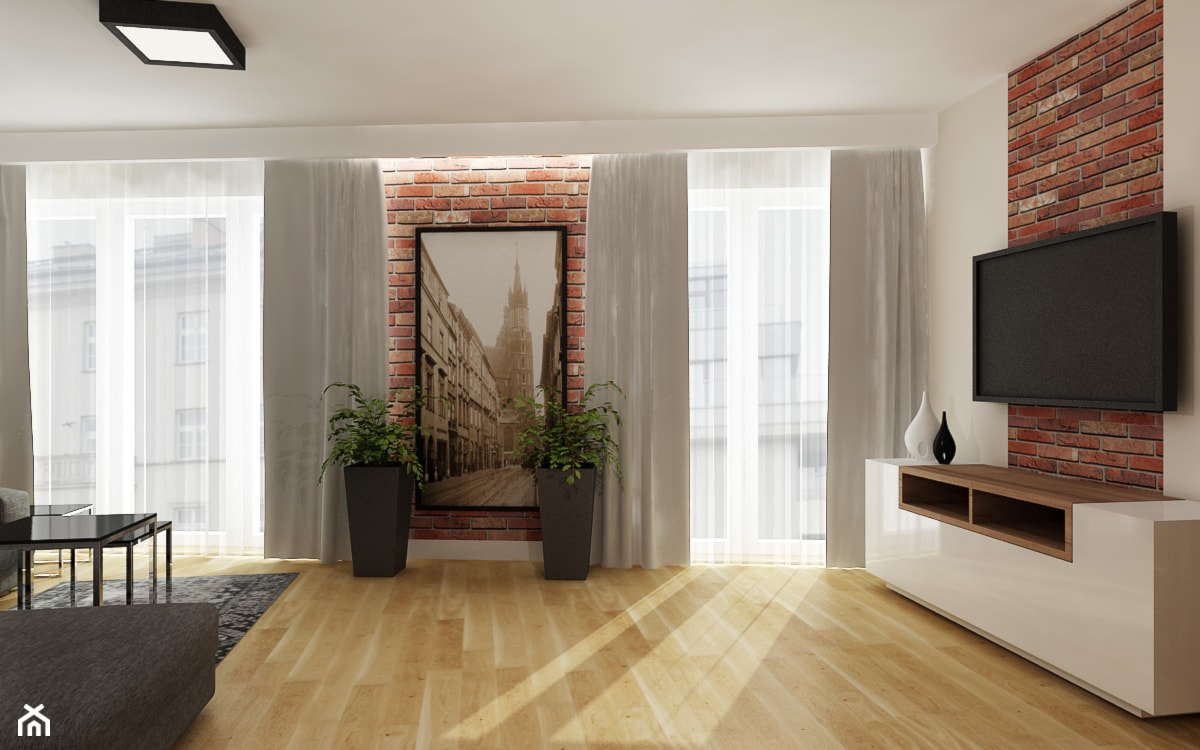 Mieszkanie na wynajem 1 - Średni biały salon, styl nowoczesny - zdjęcie od All Design Agnieszka Lorenc - Homebook