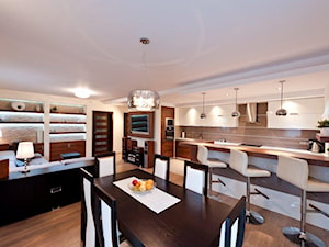 Mieszkanie Kraków realizacja - Duży beżowy biały salon z kuchnią z jadalnią, styl nowoczesny - zdjęcie od All Design Agnieszka Lorenc