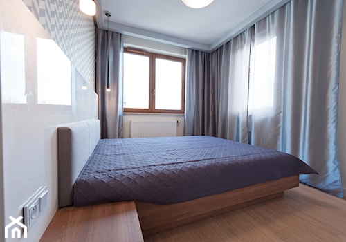 Realizacja - mieszkanie na wynajem w Krakowie z ciemną cegłą - Średnia biała sypialnia, styl nowoczesny - zdjęcie od All Design Agnieszka Lorenc