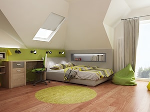 Pokój chłopca - Duży biały szary zielony pokój dziecka dla nastolatka dla chłopca dla dziewczynki, ... - zdjęcie od All Design Agnieszka Lorenc