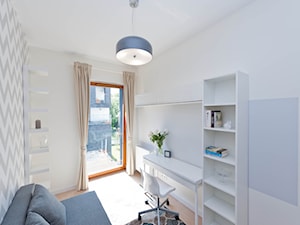 Realizacja mieszkanie na wynajem Kraków 2 - Średnie z sofą białe niebieskie biuro, styl nowoczesny - zdjęcie od All Design Agnieszka Lorenc