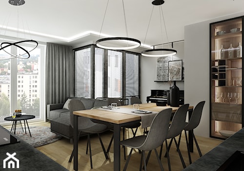 Mieszkanie 80 m2 - Średnia szara jadalnia w salonie, styl nowoczesny - zdjęcie od All Design Agnieszka Lorenc