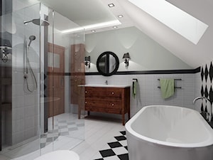 łazienka styl retro - Duża na poddaszu łazienka z oknem, styl rustykalny - zdjęcie od All Design Agnieszka Lorenc