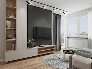Mieszkanie z cegłą i czarnymi akcentami - Salon, styl skandynawski - zdjęcie od All Design Agnieszka Lorenc