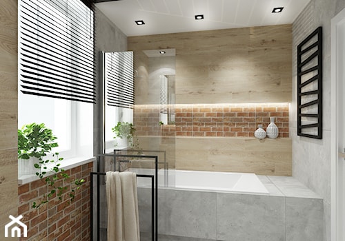 Industrialne mieszkanie na poddaszu - Mała z punktowym oświetleniem łazienka z oknem, styl industr ... - zdjęcie od All Design Agnieszka Lorenc