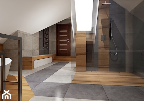Duża łazienka na poddaszu - Duża na poddaszu jako pokój kąpielowy łazienka z oknem, styl tradycyjny - zdjęcie od All Design Agnieszka Lorenc