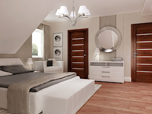 KLASYCZNA SYPIALNIA - Średnia beżowa biała sypialnia, styl tradycyjny - zdjęcie od All Design Agnieszka Lorenc