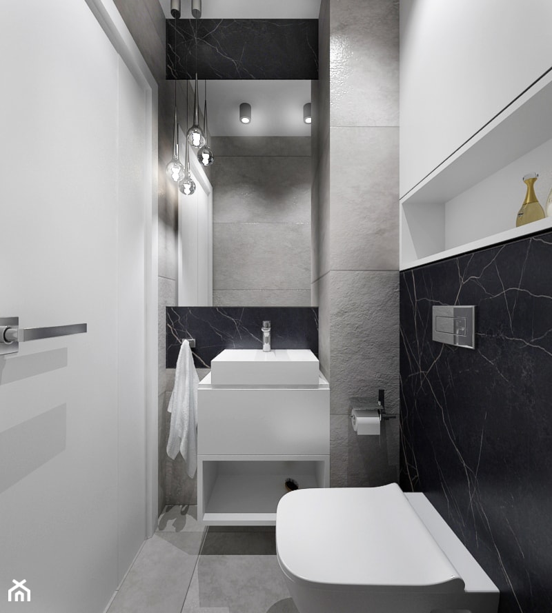 Mieszkanie 80 m2 - Mała bez okna z lustrem z punktowym oświetleniem łazienka, styl nowoczesny - zdjęcie od All Design Agnieszka Lorenc