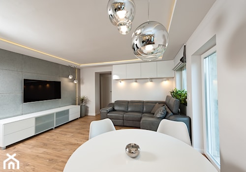 Realizacja mieszkanie Kraów - Średni biały szary salon z jadalnią, styl nowoczesny - zdjęcie od All Design Agnieszka Lorenc