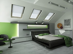 sypialnia z łazienka w zieleni - Sypialnia, styl nowoczesny - zdjęcie od All Design Agnieszka Lorenc