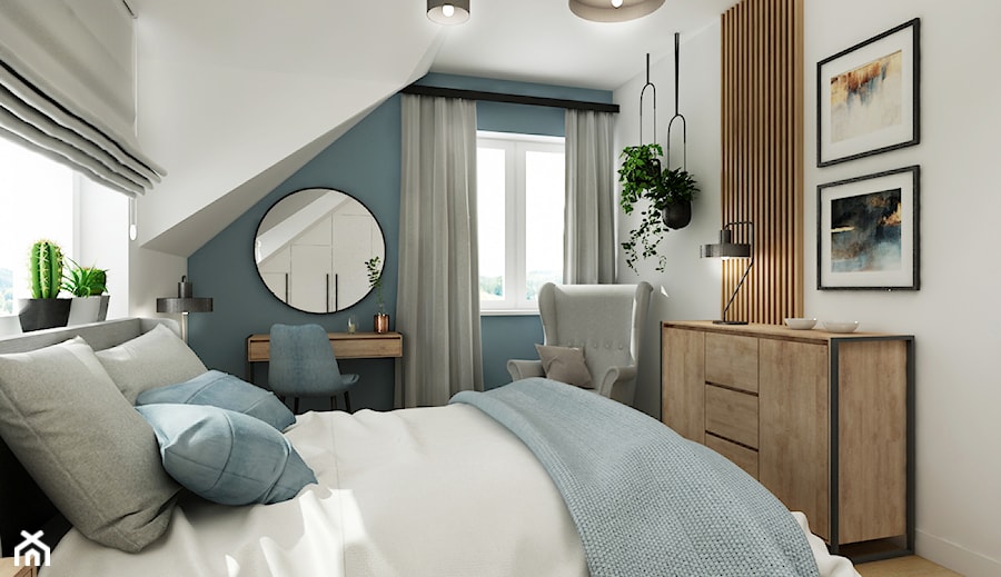 Dom Rzaska kolo Krakowa - Średnia biała niebieska sypialnia, styl tradycyjny - zdjęcie od All Design Agnieszka Lorenc